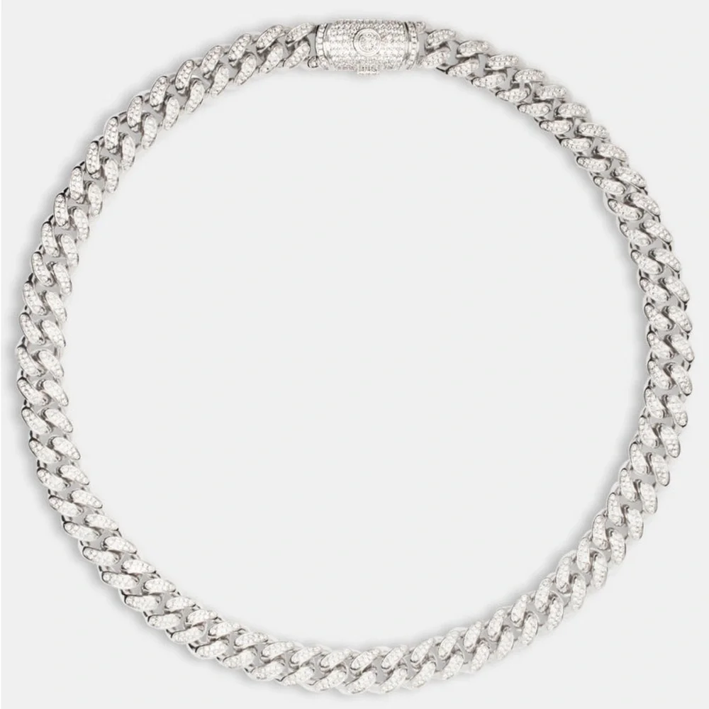 Classic 12mm Iced Cuban Link Chain - White Gold